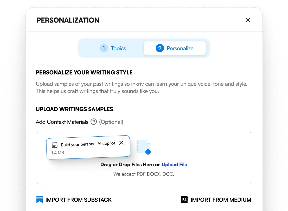 Personalization from preferred writings